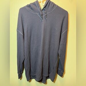 LL Bean waffle knit thermal shirt with hood